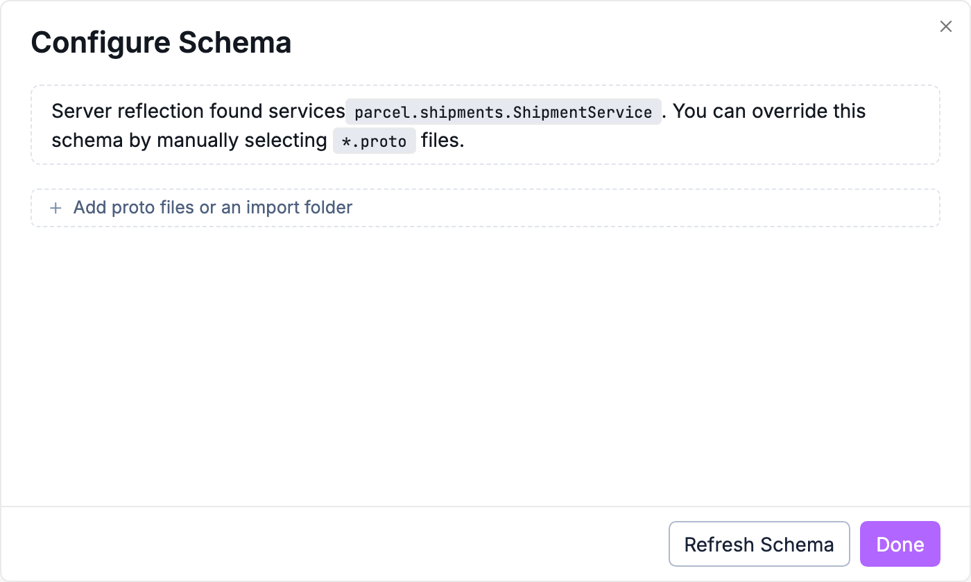 gRPC schema configuration