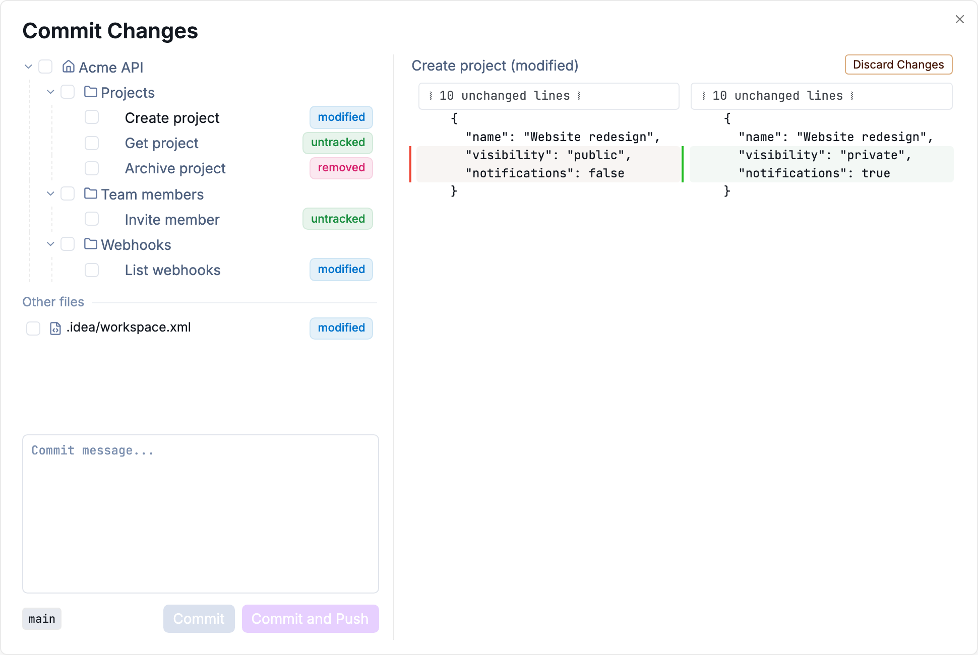 Review Git changes