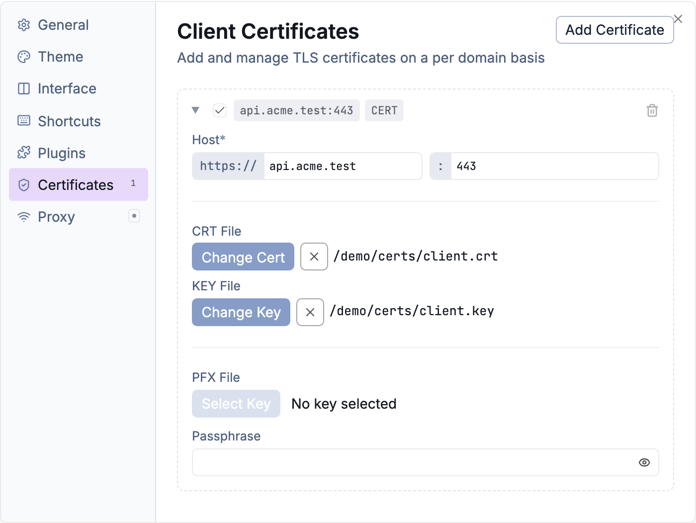Client certificates