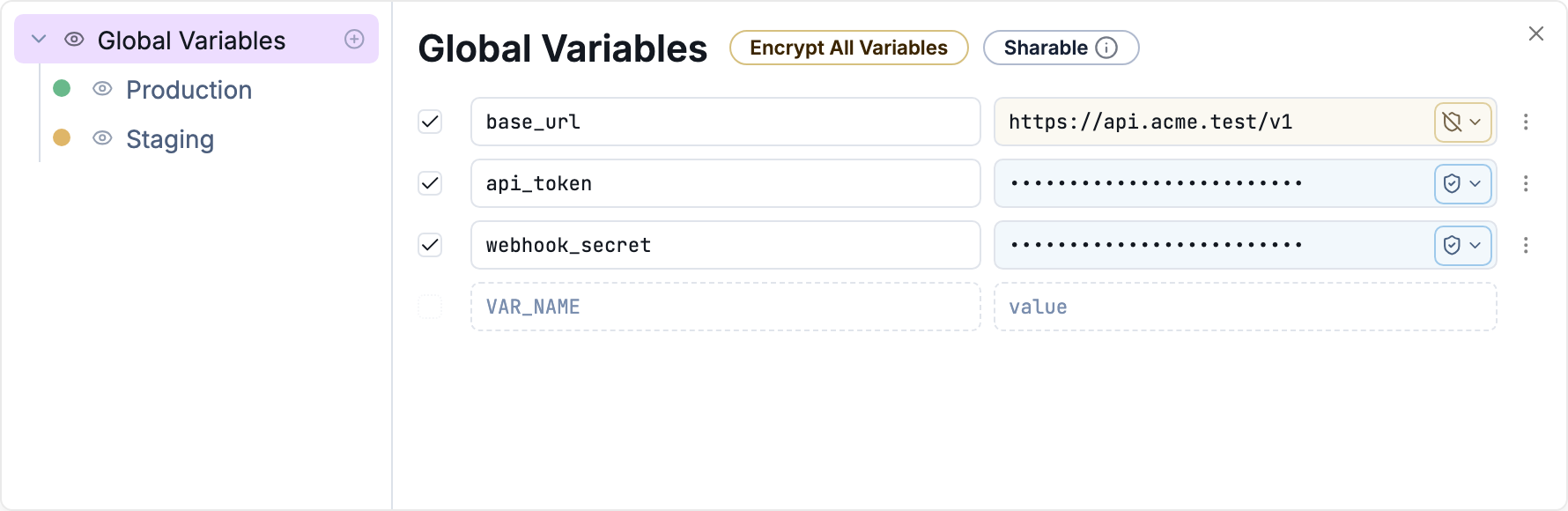 Environment variables