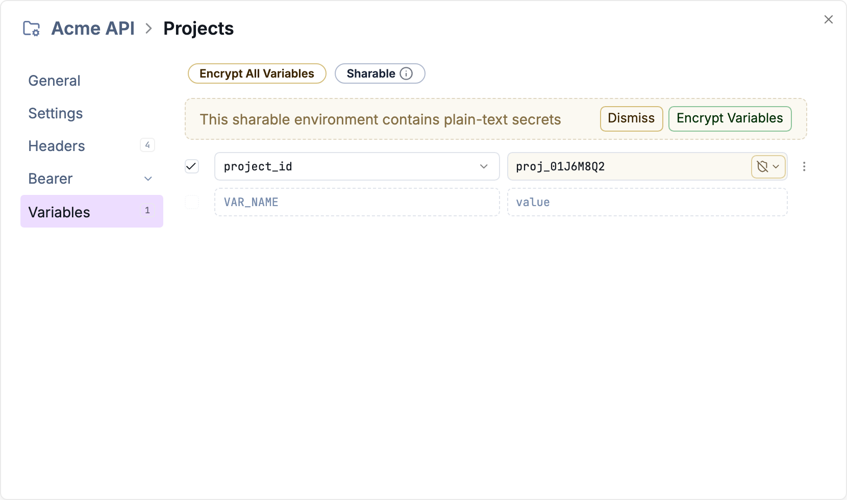 Folder variables