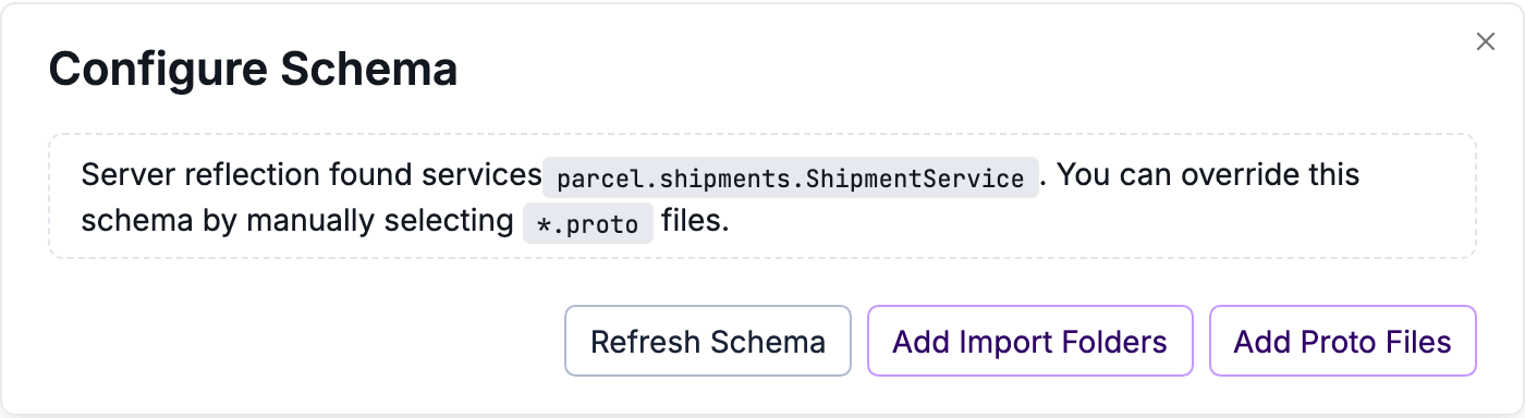 gRPC schema configuration