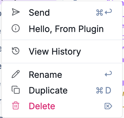 Sample plugin action