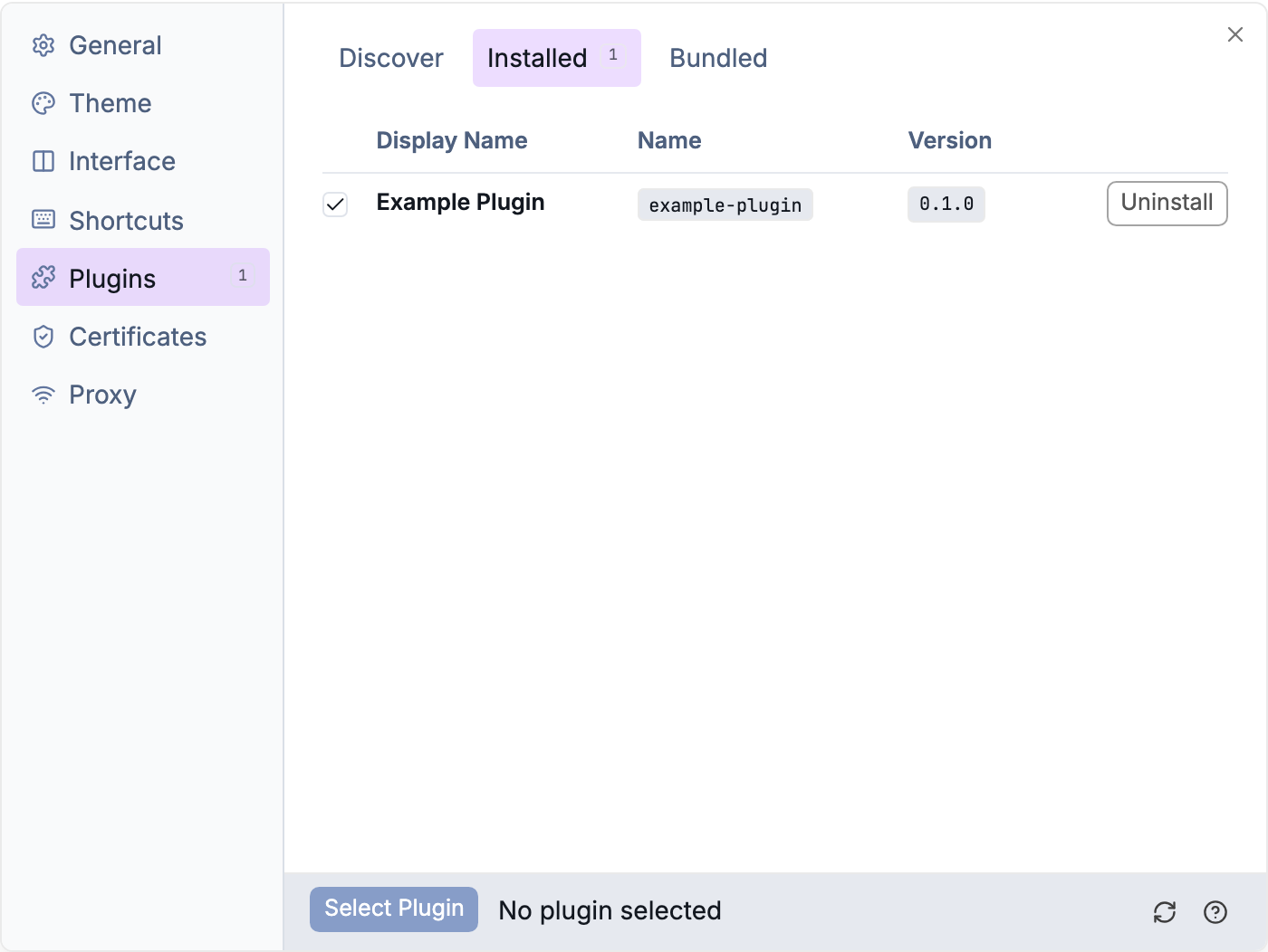 Installed plugins
